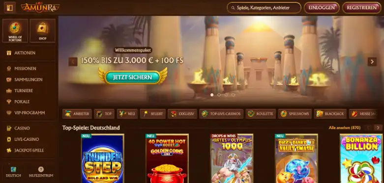 AmunRa Casino Screen