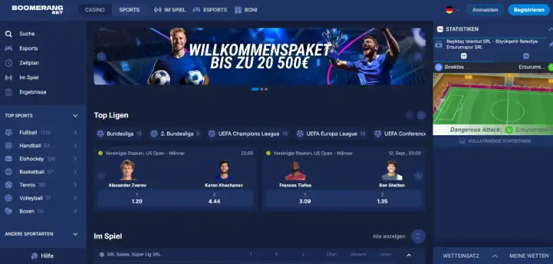 Boomerang-Bet Casino Screen